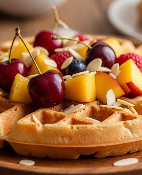 Glutensiz Bademli ve Meyveli Waffle
