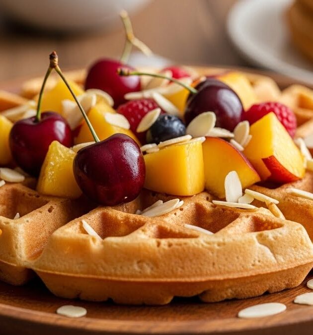 Glutensiz Bademli ve Meyveli Waffle